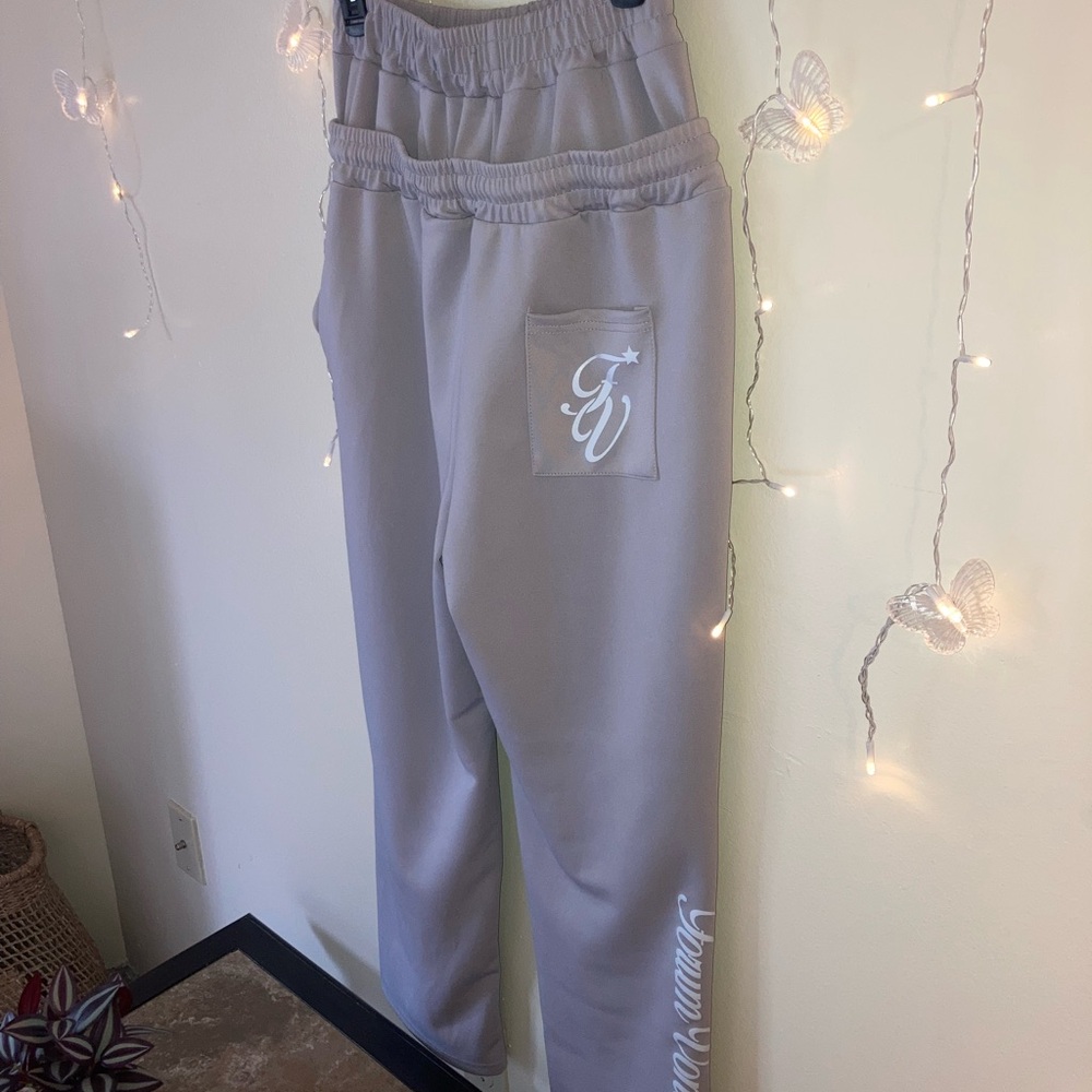 Light Gray Tapered Joggers with Elastic Waistband